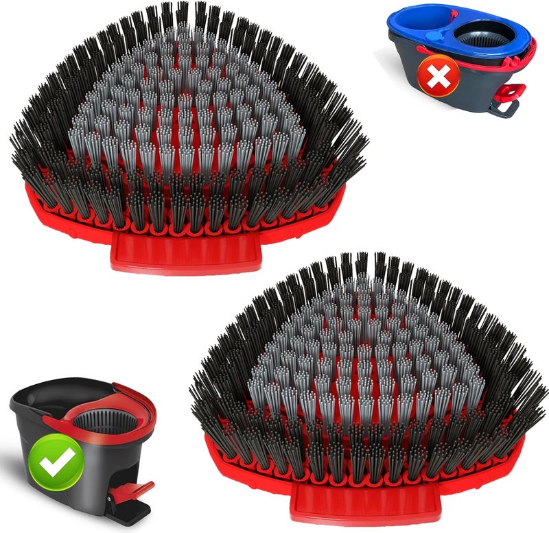 OKcedier 2 Pack Upgrade Scrub Brush Replace Heads Compatible with O Cedar EasyWring 1 Tank Spin Mop,Mop Replacement Scrubber Head Brush,Floor Cleaning Brush,More Layers of Bristles for Bathroom, Deck, Kitchen - Image 1